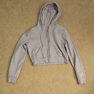 Hollister Women's Light Purple Cropped Hoodie